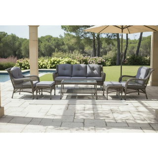 Juego De Muebles Para Terraza, Piscina o Jardín Color Chocolate/Gris 6 Piezas