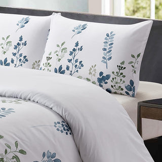 Edredón  Queen 5 Piezas – Blanco / Azul Marino / Verde - Microfibra