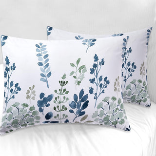 Edredón  Queen 5 Piezas – Blanco / Azul Marino / Verde - Microfibra