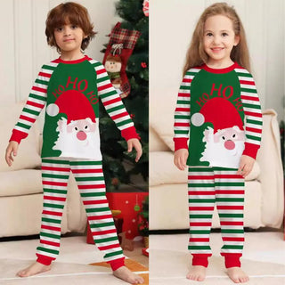 Pijama de Navidad Sueter y pantalon 2 Piezas para Niños Diseño a rayas Santa Color Rojo/verde