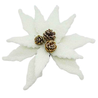 Flor De Navidad Algodón Color Blanco, 32 Cm