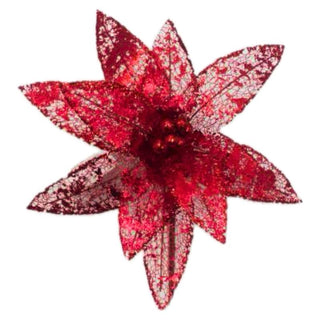 Flor De Navidad Transparente Color Rojo Brillante 30 Cm