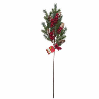 Rama De Navidad Verde Con Berrys Rojos 75 Cm
