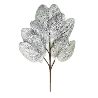Rama De Navidad Hojas De Loto Color Plateado 48 Cm