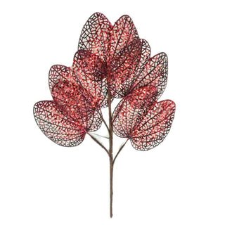 Rama De Navidad Hojas De Loto Color Rojo 48 Cm