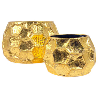 Juego de 2 maceteros decorativos 38 cm - color dorado