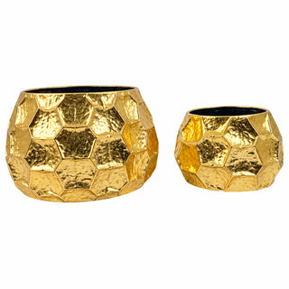 Juego de 2 maceteros decorativos 38 cm - color dorado