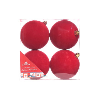 Juego de 4 bambalinas navideñas de felpa de 8 cm – rojo navideñas de felpa de 8 cm – rojo