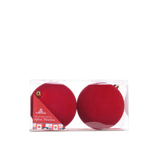 Juego de 2 bambalinas navideñas de felpa de 10 cm – rojo