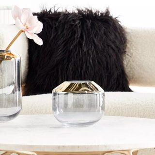 Florero Decorativo De Vidrio Color Dorado/Transprente 20 Cm