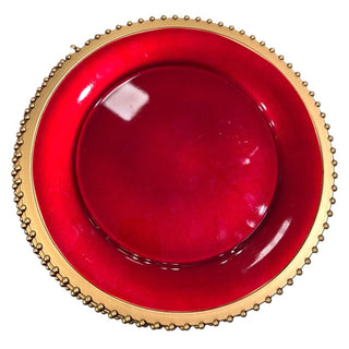 Plato De Fondo Dorado/Rojo 33 Cm