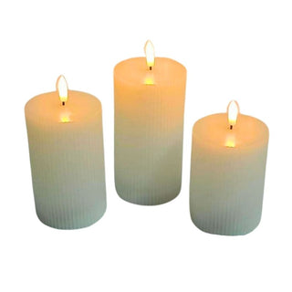 Set de 3 Velas Color Blanco Luz Led Cálida Superficie Lisa