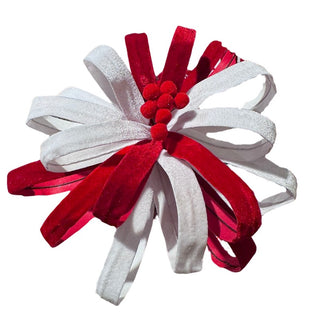 Flor De Navidad Candy Papiro Velvet Color Rojo y Blanco 40 Cm
