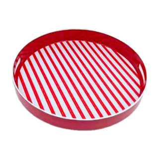 Bandeja Redonda Candy Color Rojo Blanca 33 CM