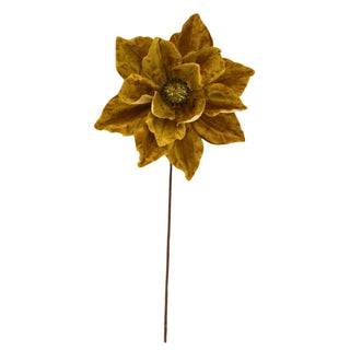 Flor De Navidad Magnolia Velvet Color Dorado, 24 Cm