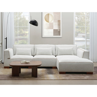 Sofá Modular Estilo Chaise Lounge 314x192x82 Cm en Tela Color Blanco