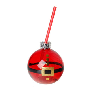 Bambalina-Style Glass Tumbler with Straw, 392 ml, Red