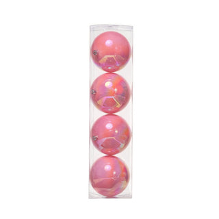 Set of 4 Iridescent Pink Ornaments (10cm)