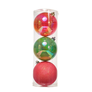 Juego De 3 Bambalinas Tornasol Lisa/Escarchada, Magenta/Verde 15Cm