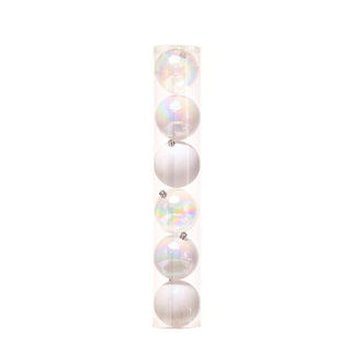 Juego De 6 Bambalinas 8Cm Brillante-Mate-Escarchada, Blanco Tiffany