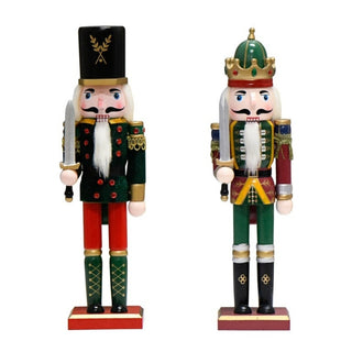 Christmas Nutcracker In Wood Two Models Red/Green 30 cm
