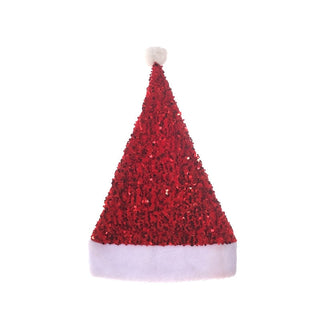 Gorro de Papá Noel con lentejuelas de 28 × 38 cm – rojo / blanco