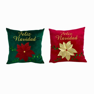 Cojín Decorativo De Navidad En Tela Dos Colores Rojo/Verde 40 Cm