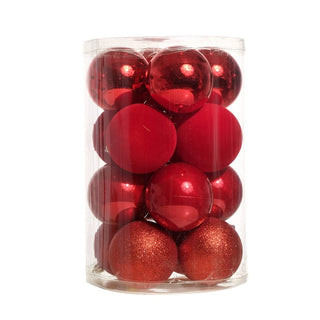 Juego de 16 esferas navideñas rojas de 8 cm