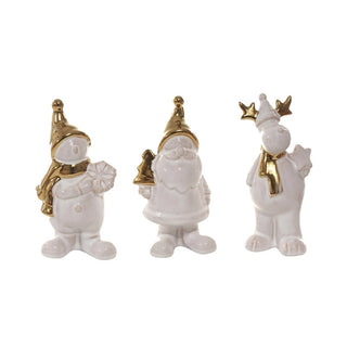 Figura navideño 8.1 × 18 × 8.5 cm – blanco-dorado - 3 modelos surtidos