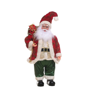 Figura navideña de Santa con música y movimiento 71 cm – rojo-verde