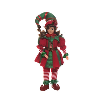 Figura navideña de elfo 45 cm – rojo-verde
