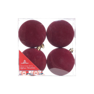 Juego de 4 bambalinas de felpa borgoña de 8 cm