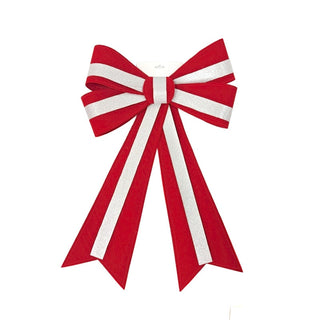 Lazo decorativo navideño a rayas de 45 × 70 cm – rojo / plateado
