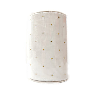 Cinta navideña ancha de 11 cm × 10 yardas – blanco / dorado