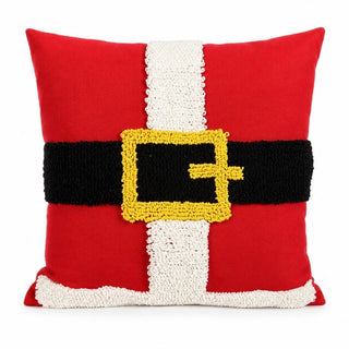 Cojín navideño diseño cinturón de Papá Noel de 45 cm – rojo / blanco