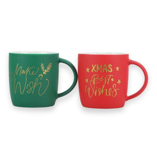 Taza navideña roja o verde de 13 oz, diseño surtido