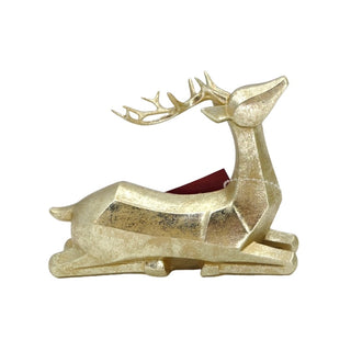 Figura de reno recostado de 14,5 × 13,5 cm – dorado