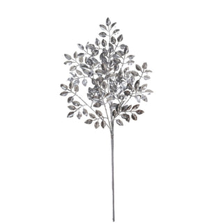 Rama navideña de follaje brillante de 62 cm – plateado