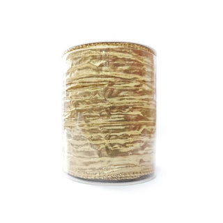 Cinta navideña dorada brillante de 8,9 cm × 10 yardas