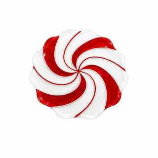 Plato decorativo tipo caramelo de 31,5 cm – rojo / blanco