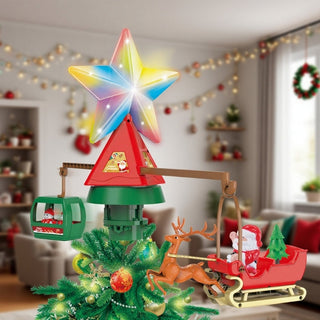Punta de árbol navideña con luz y música USB de 68 cm – rojo / verde – vista 2