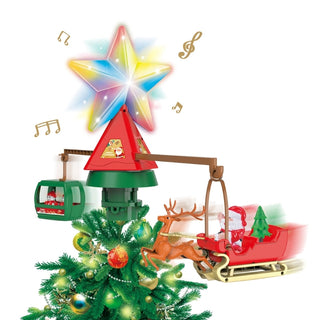 Punta de árbol navideña con luz y música USB de 68 cm – rojo / verde