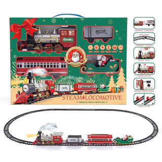 Tren navideño musical con LED y vía de 152 cm – rojo / verde