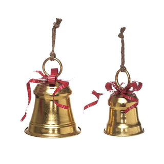 Juego de 2 campanas decorativas de 20 y 24 cm – dorado / rojo