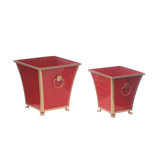 Juego de 2 maceteros navideños rojos de 31 y 27 cm