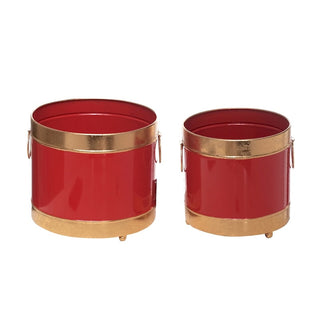 Juego de 2 maceteros navideños rojos de 22 y 20,5 cm