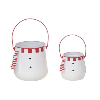 Juego de 2 maceteros navideños – blanco / rojo