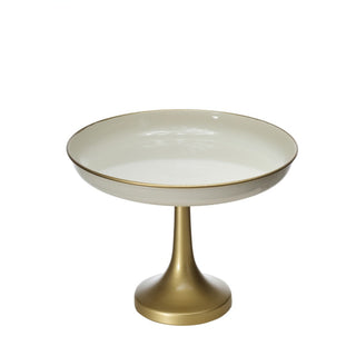 Bandeja decorativa con pedestal blanco y dorado de 21 × 27 cm