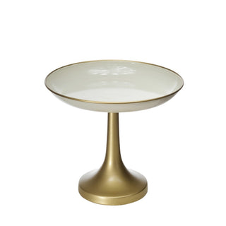Bandeja decorativa con pedestal blanco y dorado de 21 × 22,5 cm