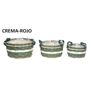 Juego de 3 canastas navideñas de 20 cm – rojo / crema